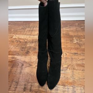 Gorgeous blacks suede boots. Sz 9 Crown Vintage. Worn once in box. 14-14.5 shaft